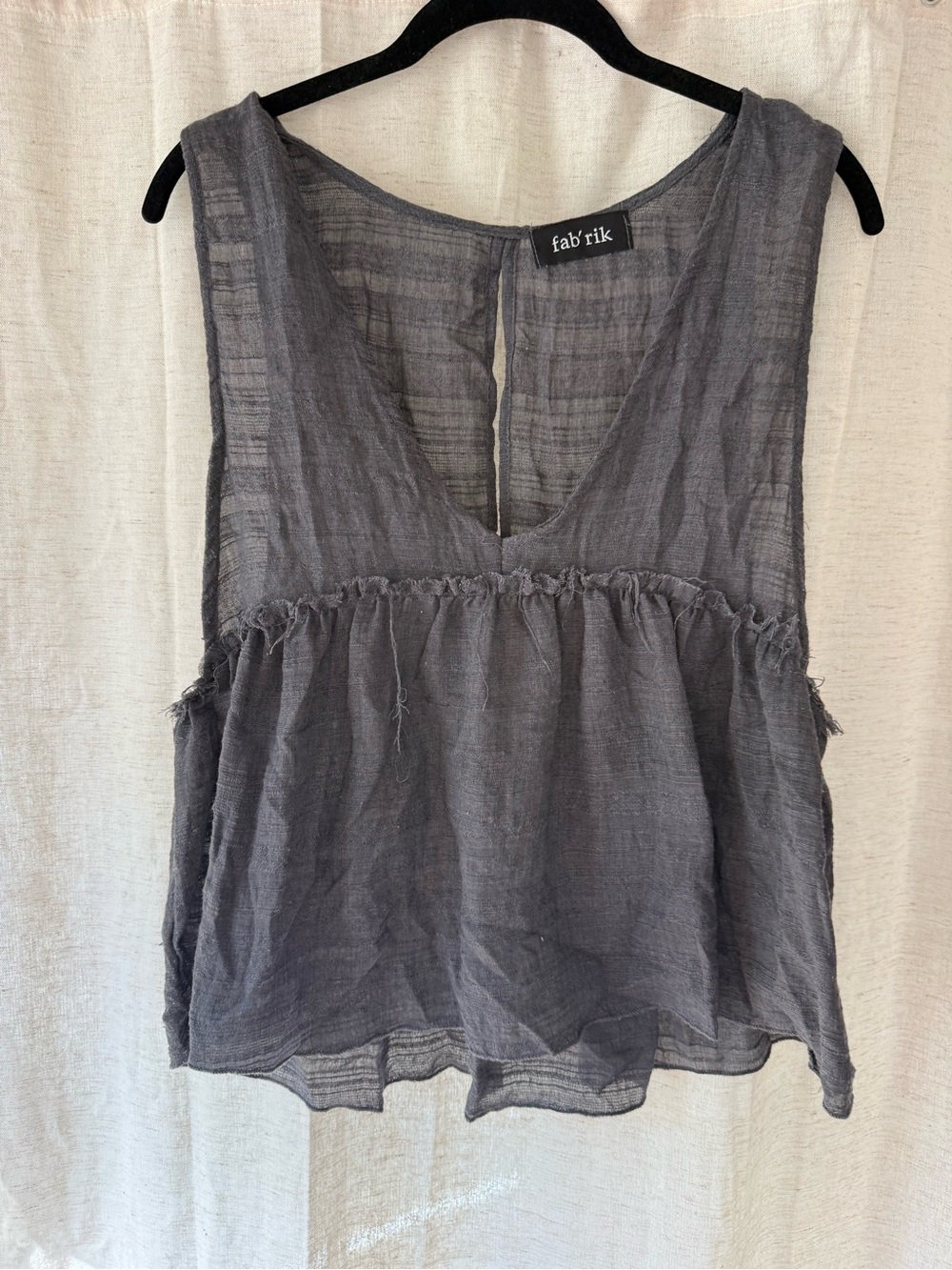 fab'rik Charcoal Gray V-Neck Sleeveless Peplum Tank